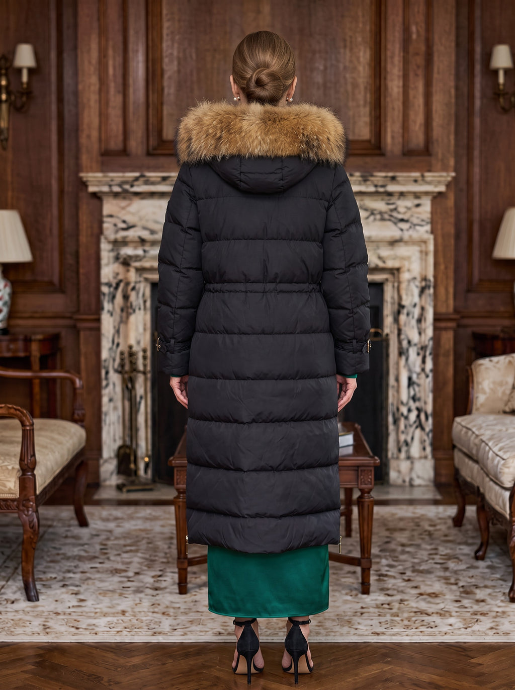 Dugi puffer kaput – Crna – pozadi