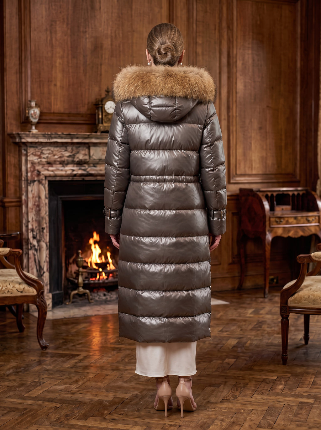Dugi puffer kaput – Siva – pozadi