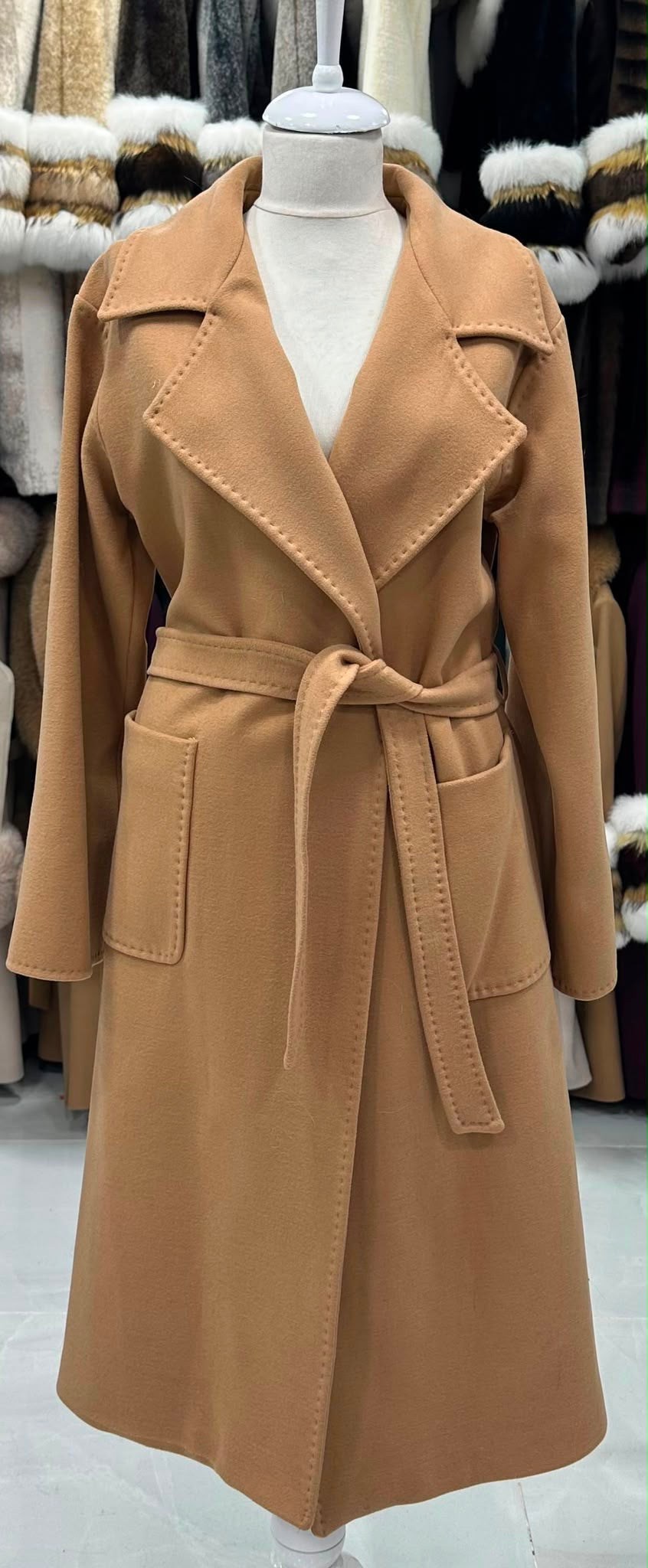 Klasični vuneni kaput – Karamel – original