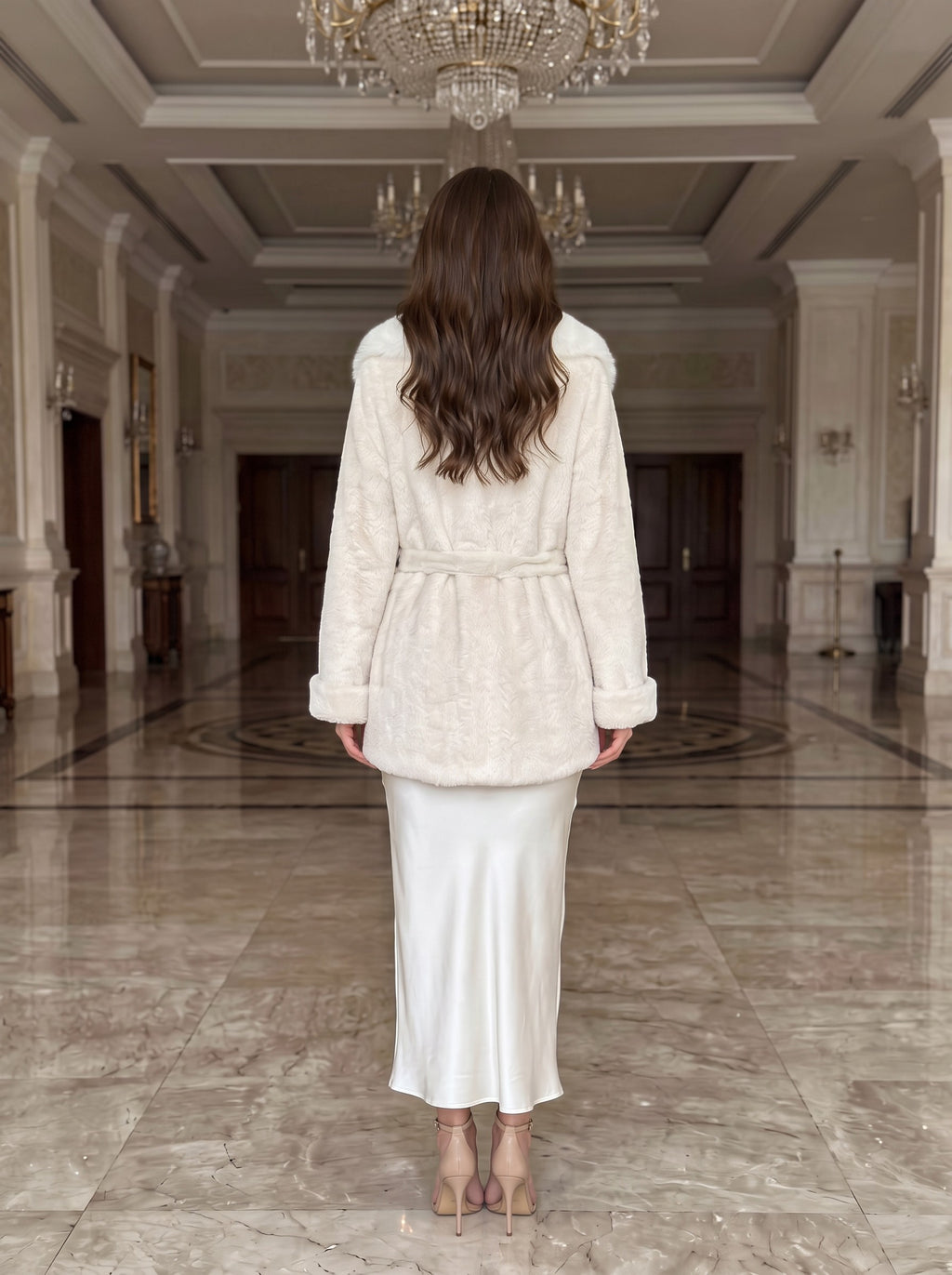 Teddy kimono kaput – Bijela – pozadi