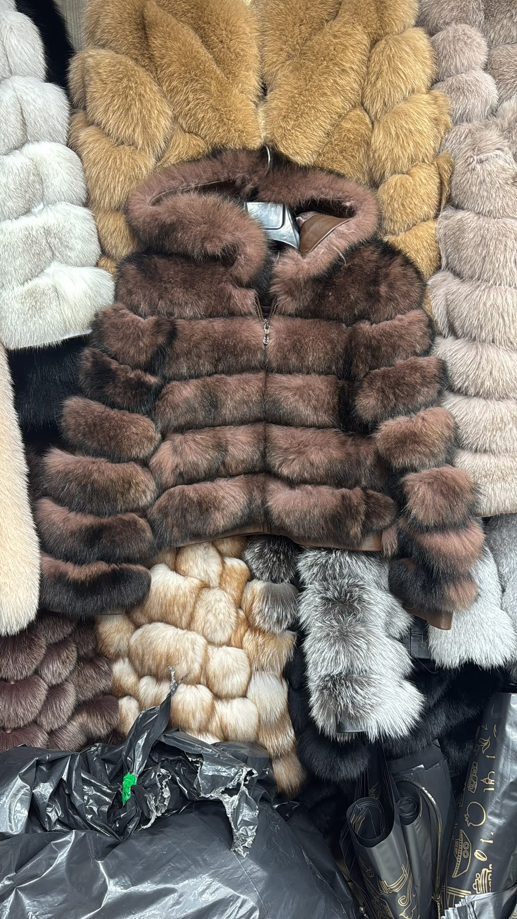 Krznena bomber jakna s kapuljačom – Smeđa – original