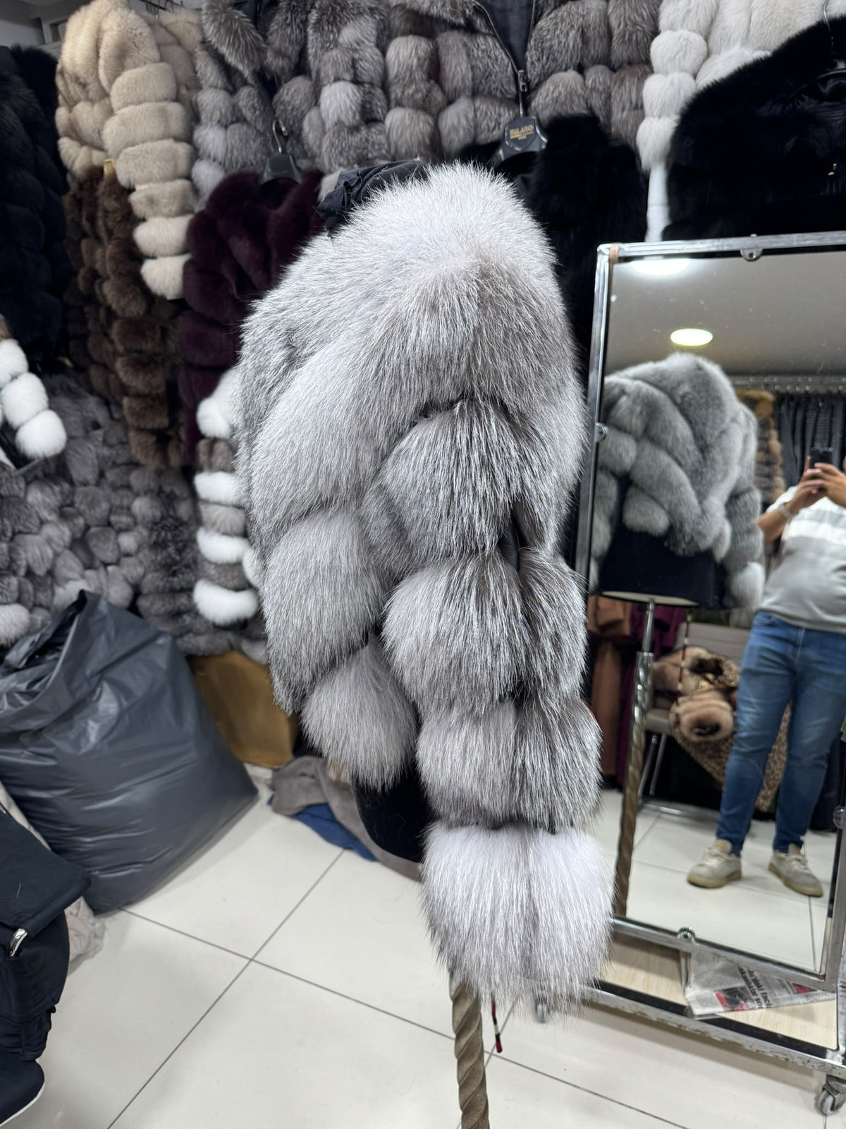 Krznena bomber jakna – Srebrna lisica – original