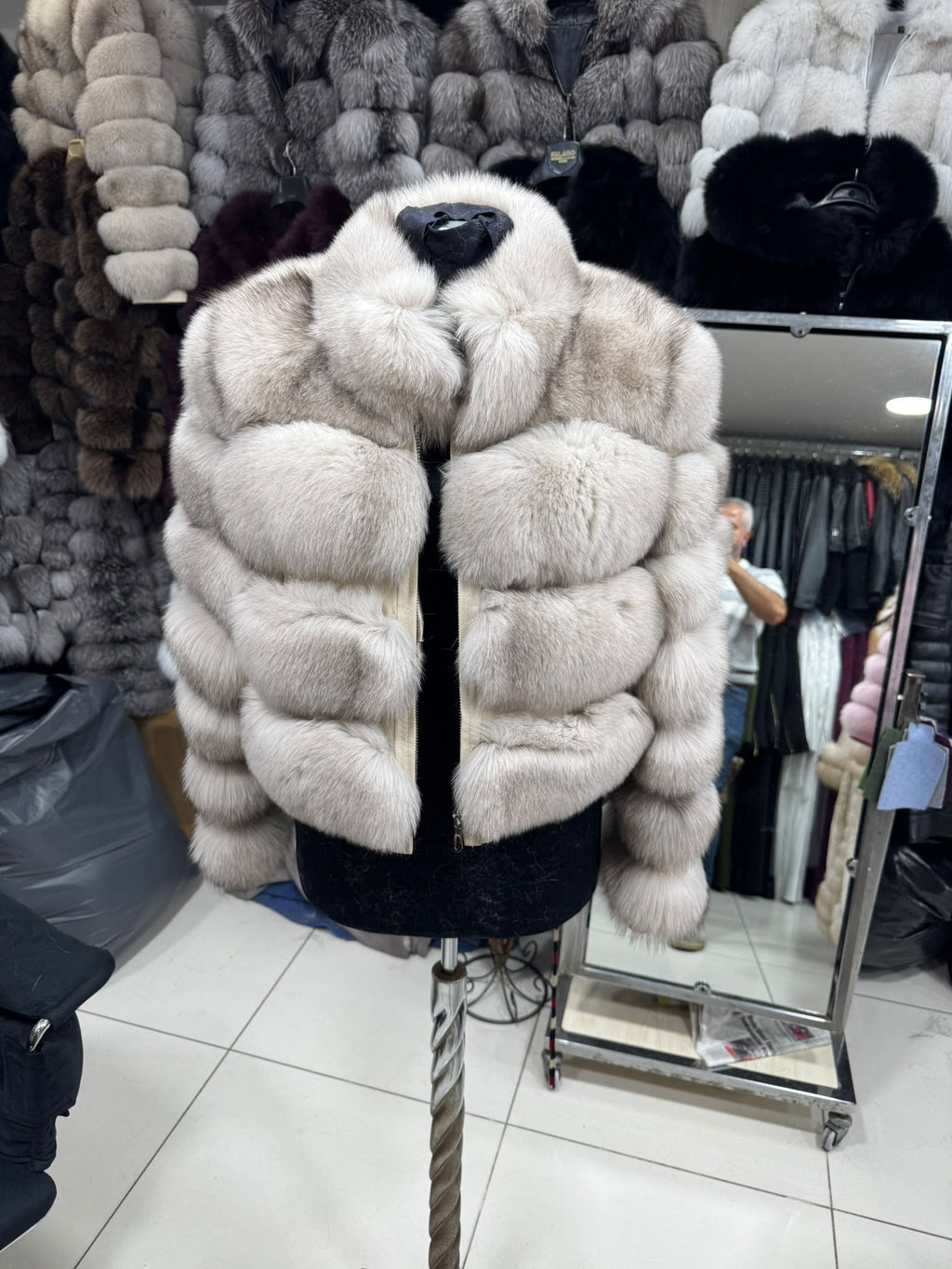 Krznena bomber jakna – Bež – original