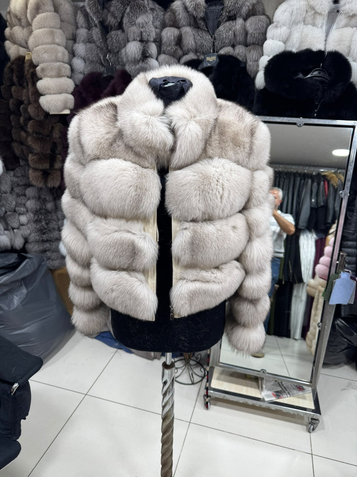 Krznena bomber jakna – Bež – original