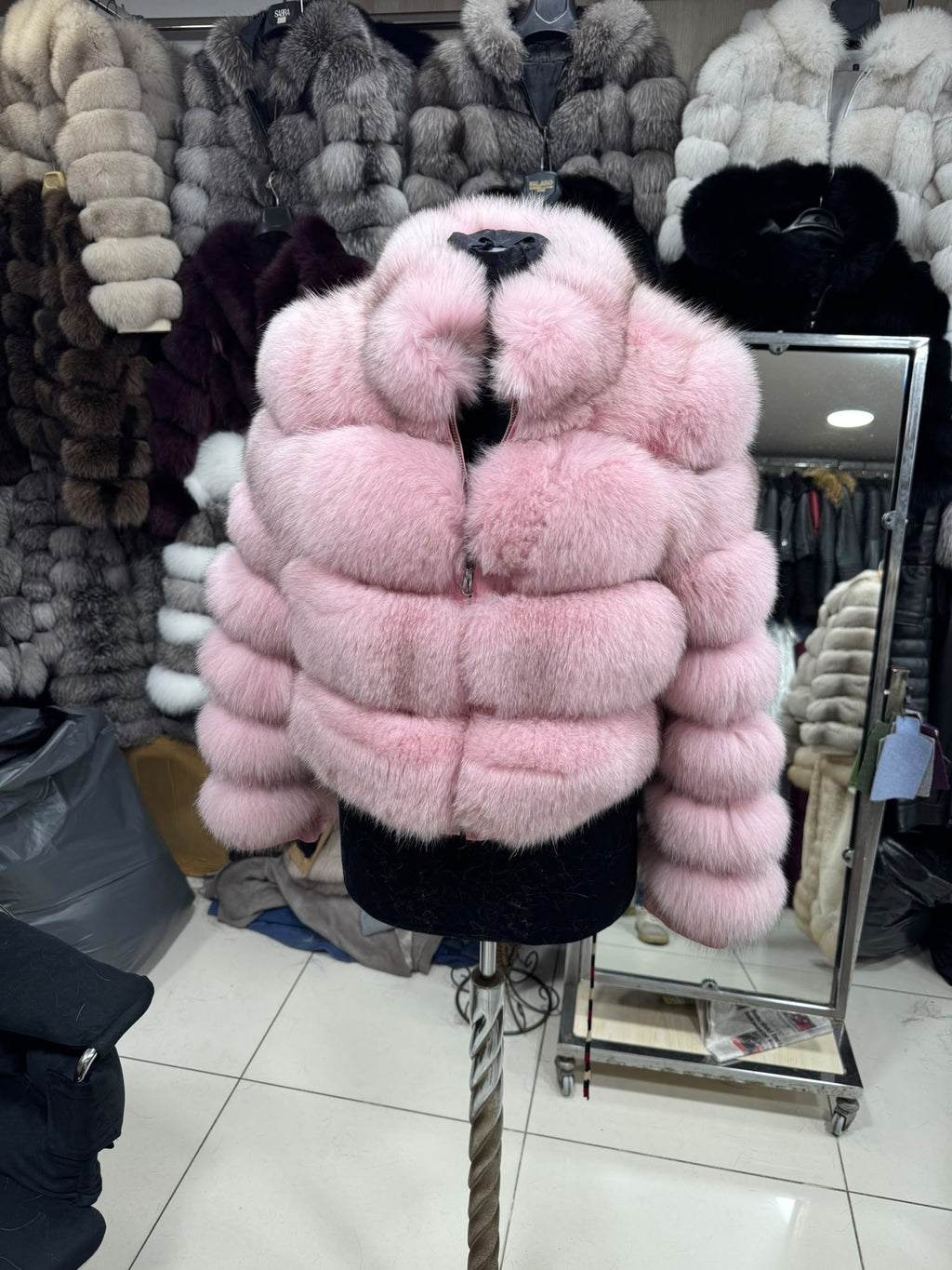Krznena bomber jakna – Roza – original