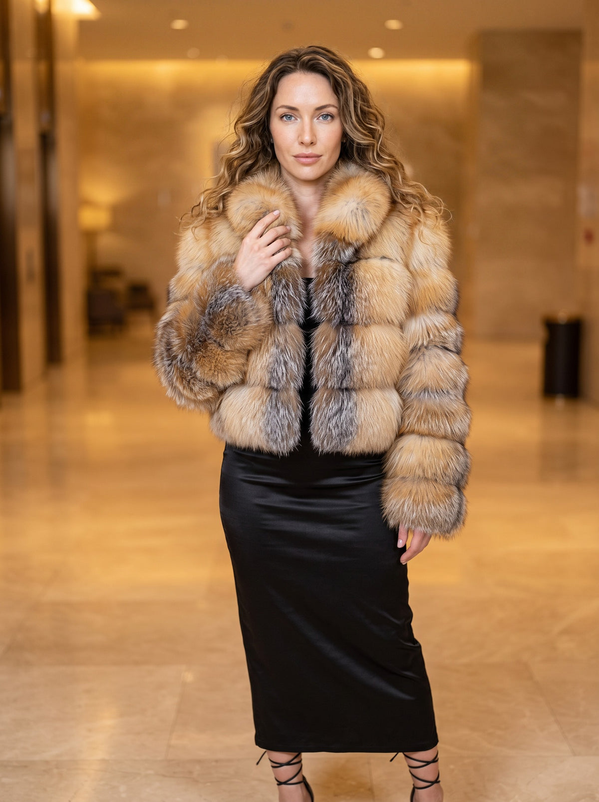 Krznena bomber jakna – Crvena lisica – detalj