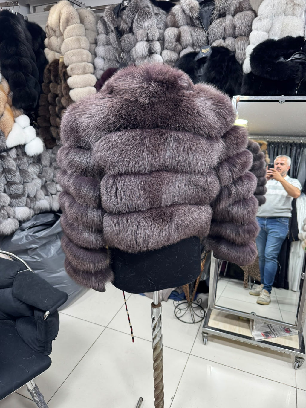 Krznena bomber jakna – Mauve – original